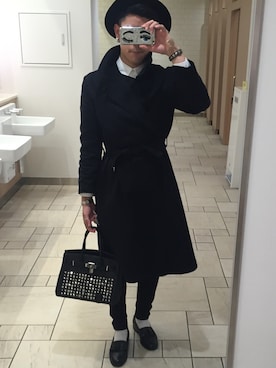 「Yohji Yamamoto（ヨウジヤマモト）のアイテム（ダウンジャケット/コート）」を使った、Kamiyama Takushiさん（メンズ・170cm）の冬コーディネート