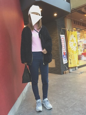 「AS KNOW AS PINKY（アズノゥアズピンキー）のアイテム（帽子）」を使った、nadamiiさん（レディース・164cm）の冬コーディネート