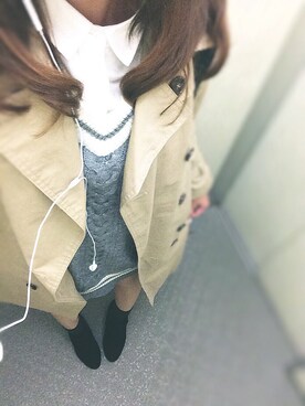 「黒リュック」｜「アイテム（トレンチコート）」を使った、a i n aさん（レディース・163cm）の秋コーディネート