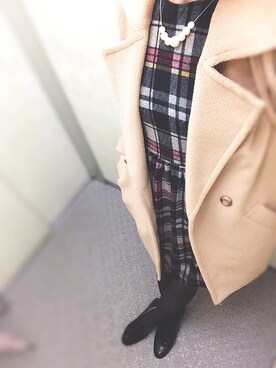 「コクーンコート」｜「アイテム（ワンピース/ドレス）」を使った、a i n aさん（レディース・163cm）の冬コーディネート