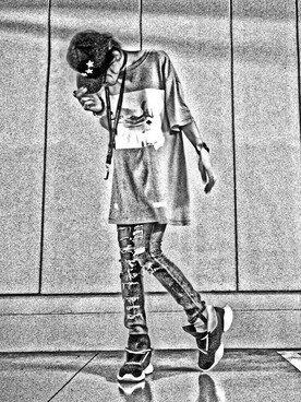 「RickOwens×adidas」｜「アイテム（アクセサリー）」を使った、ANOTHER-Jさん（メンズ・175cm）の冬コーディネート