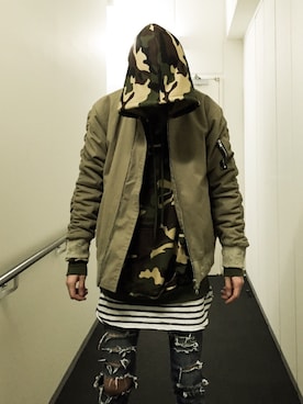 「ROTHCO（ロスコ）のアイテム（パーカー）」を使った、ANOTHER-Jさん（メンズ・175cm）の冬コーディネート