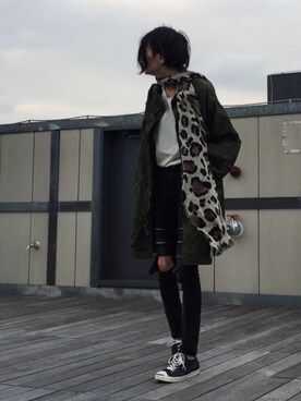 「Saint Laurent」｜「アイテム（ミリタリージャケット）」を使った、ANOTHER-Jさん（メンズ・175cm）の春コーディネート