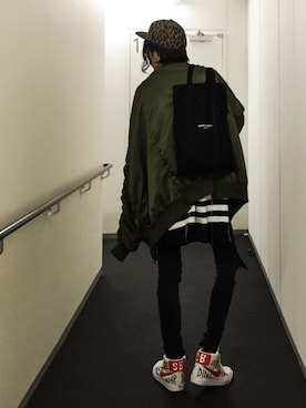 「Saint Laurent」｜「アイテム（ミリタリージャケット）」を使った、ANOTHER-Jさん（メンズ・175cm）の春コーディネート