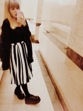 「corsageのアイテム（その他シューズ、ブラック系）」を使った、しきさん（レディース・155cm）の夏コーディネート