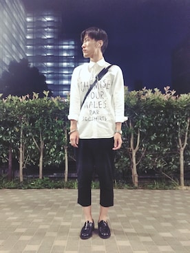 「soe shirts（ソーイシャツ）のアイテム（トップス）」を使った、izさん（メンズ・177cm）の夏コーディネート
