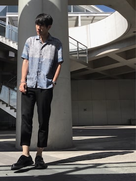 「soe（ソーイ）のアイテム（チノパンツ）」を使った、izさん（メンズ・177cm）の夏コーディネート