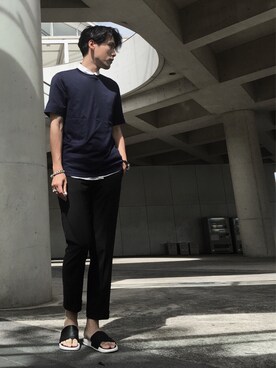 「soe（ソーイ）のアイテム（チノパンツ）」を使った、izさん（メンズ・177cm）の夏コーディネート