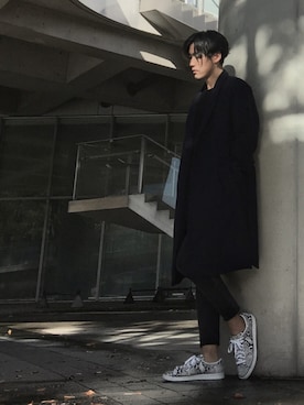 「Steven Alan（スティーブンアラン）のアイテム（チェスターコート）」を使った、izさん（メンズ・177cm）の秋コーディネート