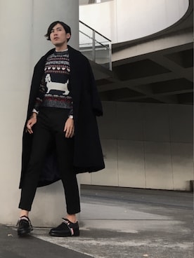 「soe（ソーイ）のアイテム（チノパンツ）」を使った、izさん（メンズ・177cm）の冬コーディネート