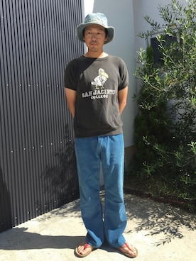 「sanuk（サヌーク）のアイテム（サンダル）」を使った、たろささん（メンズ・170cm）の夏コーディネート