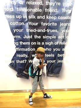 「アイテム（ボディバッグ/ウエストポーチ、グリーン系）」を使った、nonさん（キッズ・120cm）の夏コーディネート