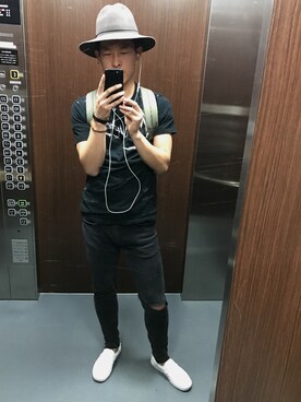 「STUDIOUS（ステュディオス）のアイテム（帽子）」を使った、AKITAKA_xxxさん（メンズ・171cm）の秋コーディネート