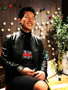 「COACH」｜「アイテム（ライダースジャケット）」を使った、AKITAKA_xxxさん（メンズ・171cm）の冬コーディネート