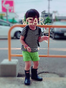 「no brand（ノーブランド）のアイテム（レインシューズ）」を使った、aoto.さん（キッズ・100cm）の夏コーディネート