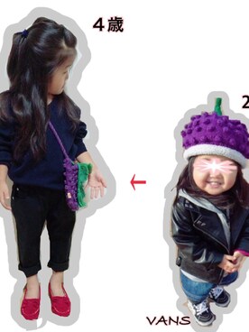 「チャイハネ（チャイハネ）のアイテム（ニットキャップ/ビーニー）」を使った、Na☺︎☺︎☺︎さん（キッズ・100cm）の秋コーディネート