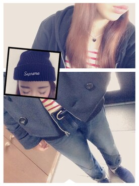 「アイテム（ピーコート）」を使った、miさん（レディース・162cm・10代）の冬コーディネート