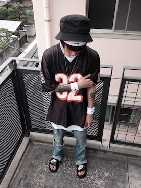 「アイテム（バングル/リストバンド）」を使った、TAKUYAさん（メンズ・170cm・20代）の夏コーディネート