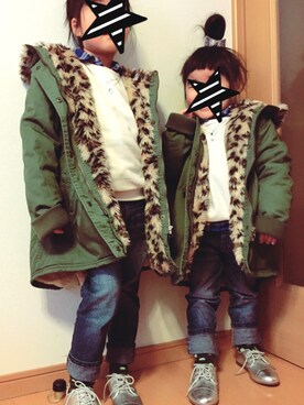 「Right-on KIDS（ライトオンキッズ）のアイテム（ニット/セーター）」を使った、もっちさん（キッズ・110cm）の冬コーディネート