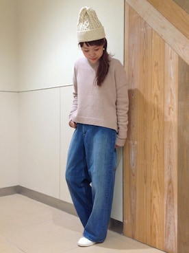 「アイテム（トップス、ベージュ系）」を使った、Iさん（レディース・160cm）の秋コーディネート