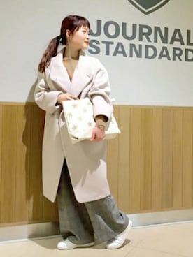 「アイテム（クラッチバッグ）」を使った、Iさん（レディース・160cm）の冬コーディネート