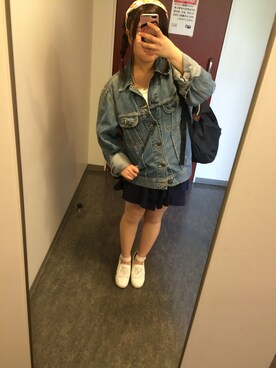 「school」｜「アイテム（デニムジャケット）」を使った、Noa♡さん（レディース・149cm）の春コーディネート