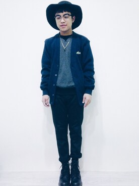 「LACOSTE」｜「アイテム（ダウンジャケット/コート）」を使った、Dylanさん（メンズ・163cm）の春コーディネート