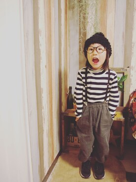 「ハラチ」｜「アイテム（ニットキャップ/ビーニー）」を使った、mcmong.さん（キッズ・110cm）の冬コーディネート