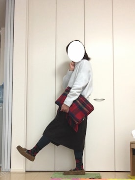 「赤チェック」｜「アイテム（福袋/福箱）」を使った、Chi☆さん（レディース・164cm）の冬コーディネート