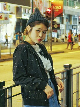 「A land（エーランド）のアイテム（帽子）」を使った、chimoiyinさん（レディース・162cm）の秋コーディネート