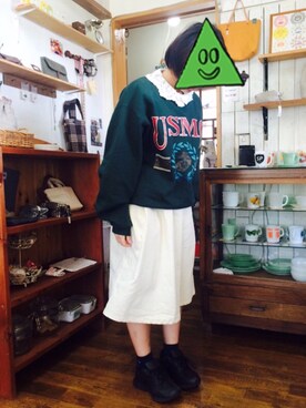 「B.L.U.E（ビーエルユーイー）のアイテム（スカート）」を使った、ayanu05さん（レディース・150cm）の冬コーディネート
