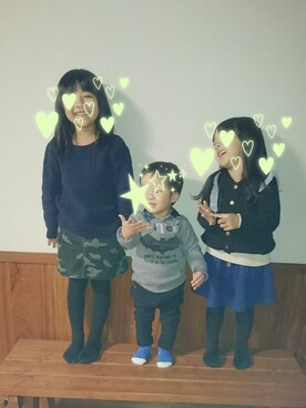 「3兄弟」｜「アイテム（ジャケット/アウター）」を使った、himasayoさん（キッズ・110cm）の冬コーディネート