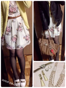 「春ワンピ」｜「アイテム（その他シューズ）」を使った、AyaNoさん（レディース・157cm）の春コーディネート