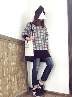 「ALL DAY COFFEE（オールディコーヒー）のアイテム」を使った、m♡さん（レディース・154cm）の冬コーディネート