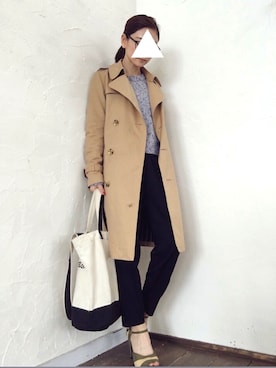 「オシャレウォーカー」｜「アイテム（トレンチコート）」を使った、m♡さん（レディース・154cm）の春コーディネート