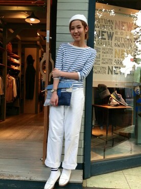 「BEAMS BOY（ビームスボーイ）のアイテム（ポーチ）」を使った、kaoriさん（レディース・166cm）の夏コーディネート