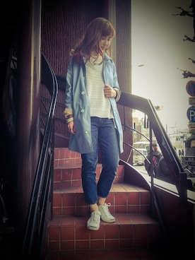 「エスニック」｜「アイテム（ステンカラーコート）」を使った、kaoriさん（レディース・166cm）の春コーディネート