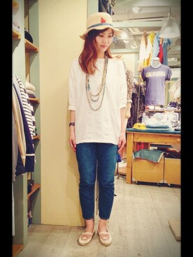 「Ray BEAMS（レイビームス）の○JAVAFLEX / 刺繍 ジュート スリッポン（スリッポン）」を使った、kaoriさん（レディース・166cm）の春コーディネート