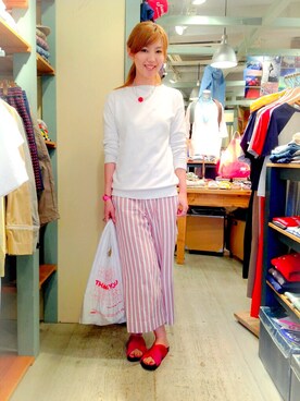 「キュロット」｜「アイテム（アナログ腕時計）」を使った、kaoriさん（レディース・166cm）の夏コーディネート