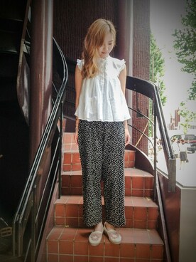 「Ray BEAMS（レイビームス）の○JAVAFLEX / 刺繍 ジュート スリッポン（スリッポン）」を使った、kaoriさん（レディース・166cm）の夏コーディネート