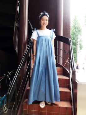 「Ray BEAMS（レイビームス）の○JAVAFLEX / 刺繍 ジュート スリッポン（スリッポン）」を使った、kaoriさん（レディース・166cm）の夏コーディネート