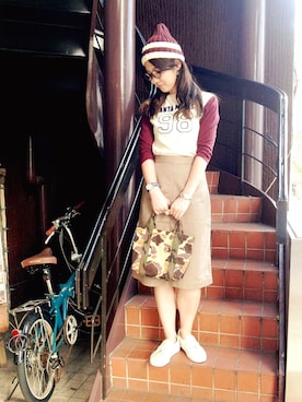 「ひざ丈スカート」｜「アイテム（アクセサリー）」を使った、kaoriさん（レディース・166cm）の夏コーディネート