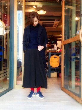 「BEAMS BOY（ビームスボーイ）のアイテム（チェスターコート）」を使った、kaoriさん（レディース・166cm）の秋コーディネート