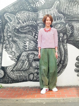「白いスニーカー」｜「アイテム（アクセサリー）」を使った、kaoriさん（レディース・166cm）の春コーディネート