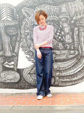 「白いスニーカー」｜「アイテム（アクセサリー）」を使った、kaoriさん（レディース・166cm）の春コーディネート