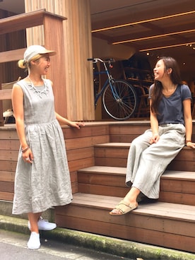 「Pilgrim Surf Supply（ピルグリムサーフサプライ）のアイテム（キャップ）」を使った、kaoriさん（レディース・166cm）の夏コーディネート