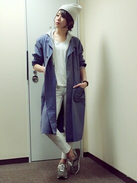 「ニットキャップ」｜「アイテム（モッズコート）」を使った、madokaさん（レディース・171cm）の春コーディネート