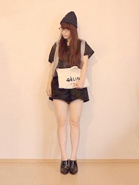 「ニットキャップ」｜「アイテム（ブーティ）」を使った、まいさん（レディース・164cm）の夏コーディネート