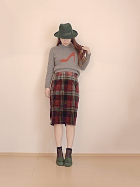 「ベロアスカート」｜「アイテム（パンプス）」を使った、まいさん（レディース・164cm）の冬コーディネート