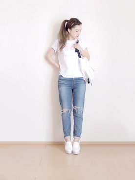 「MSGM（エムエスジーエム）のアイテム」を使った、まいさん（レディース・164cm）の夏コーディネート